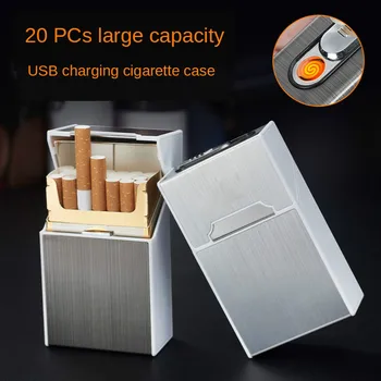 

Cigarette case lighter 20 sticks integrated charging creative windproof and moistureproof USB electronic cigarette lighter