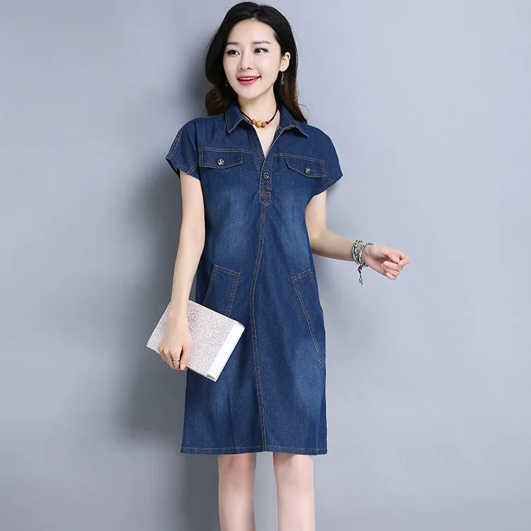 

2018 Spring Summer Korean-style Fold-down Collar Short Sleeve Slim Fit Mid-length Computer Cable Lock WOMEN'S Dress