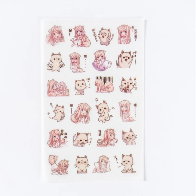 20 пачек/лот Kawaii Дневник для девочек и кошек, ручная работа, клейкая бумага, чешуйчатая японская наклейка, скрапбукинг, канцелярские принадлежности