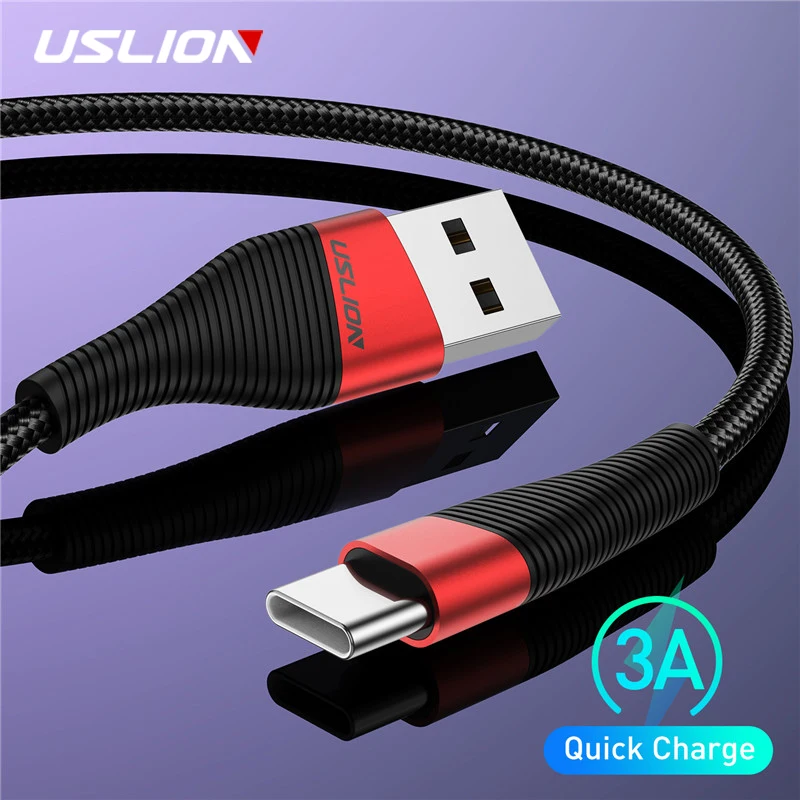 USB кабель USLION типа C для Samsung A50 S10 S9 S8 Huawei P30 3 1 зарядное устройство быстрой зарядки