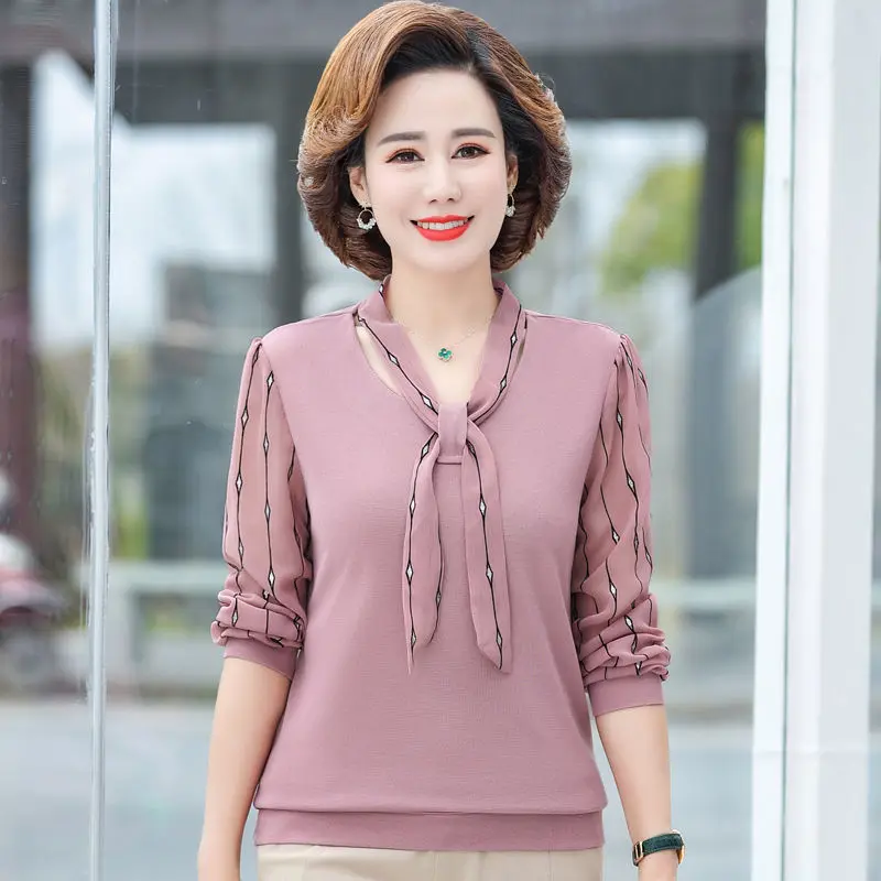 

Fashion Summer Chiffon Women Shirts Woemn Elegant Bow-Knot Scarf Collar Blouses Long Sleeve Loose Ladies Blusas Tops MM1079