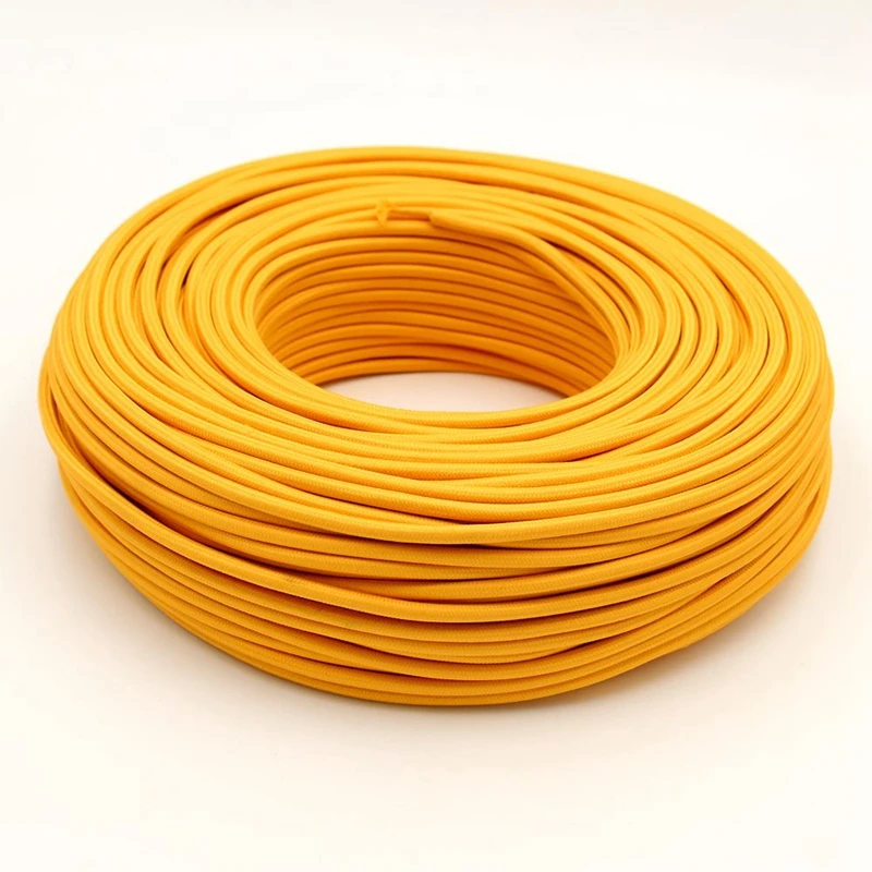 Yellow ochre 50 м VDE 2 ядра 0,75 мм Винтаж светильник шнур текстильная ткань покрыта гибкий кабель с ПВХ изоляцией провод светильника шнуры - Цвет: Yellow ochre