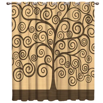 

The Klimt Tree Of Life Yellow Retro Room Curtains Large Window Living Room Bathroom Outdoor Kitchen Bedroom Indoor Decor Curtain