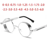 Round Metal Myopia Glasses Gothic Steampunk Vintage Shield Eyewear Shades Prescription 0 -0.5 -0.75 -1.0 -2.0 -3.0 To -6.0 1