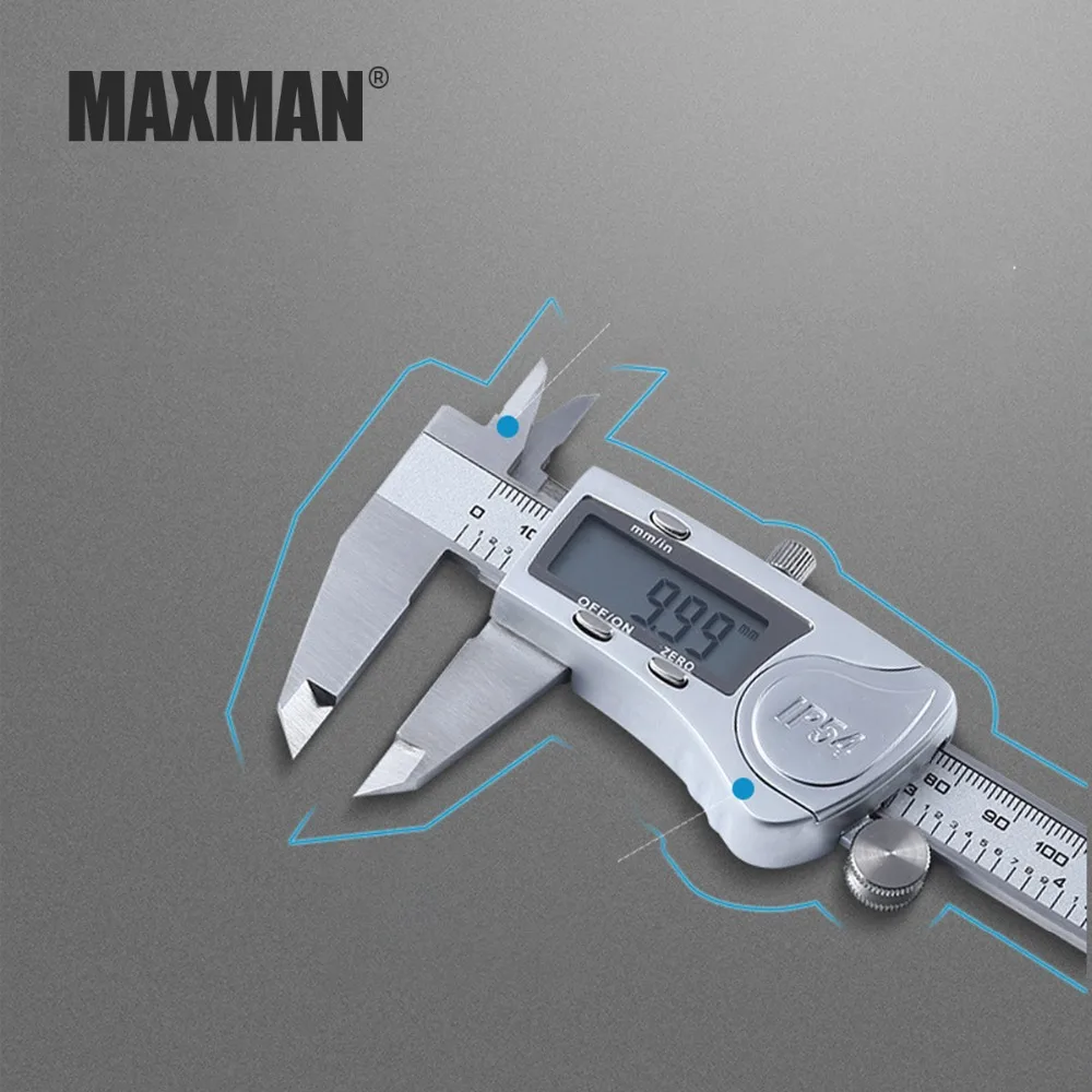 MAXMAN цифровой штангенциркуль 150 мм-300 мм из нержавеющей стали Электронный штангенциркуль микрометр глубина измерительные инструменты высокая точность