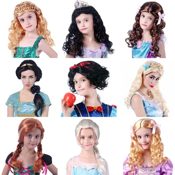 

Elsa Anna Wig Halloween Anime Modeling Cosplay Child Wig Women's Long Hair Halloween Decoration Thanksgiving Frozen Wig Aisha An