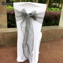 50 шт. темно-серебристые/серые ленты из органзы ленты для свадебных стульев Банкет Свадебные украшения