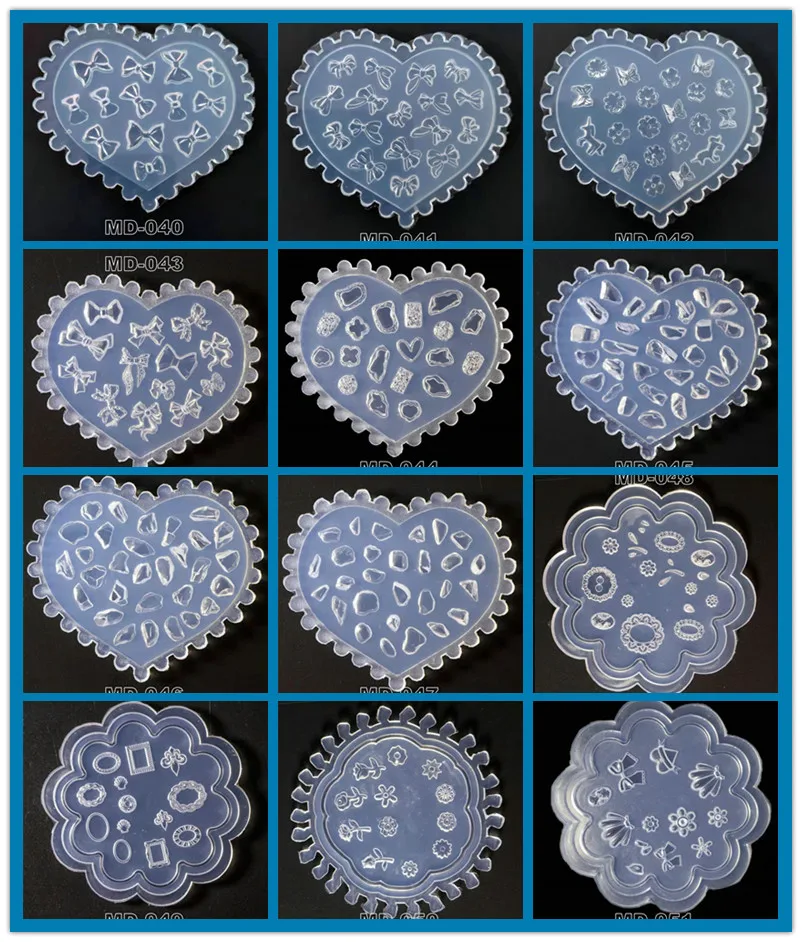 3D Carving Silicone Nail Mold Stamping Template Camellia/Shell/Bow Tie/Star Pattern DIY UV Gel Acrylic Crystal MD040-MD051 3D Carving Silicone Nail Mold Stamping Template Camellia/Shell/Bow Tie/Star Pattern DIY UV Gel Acrylic Crystal MD040-MD051