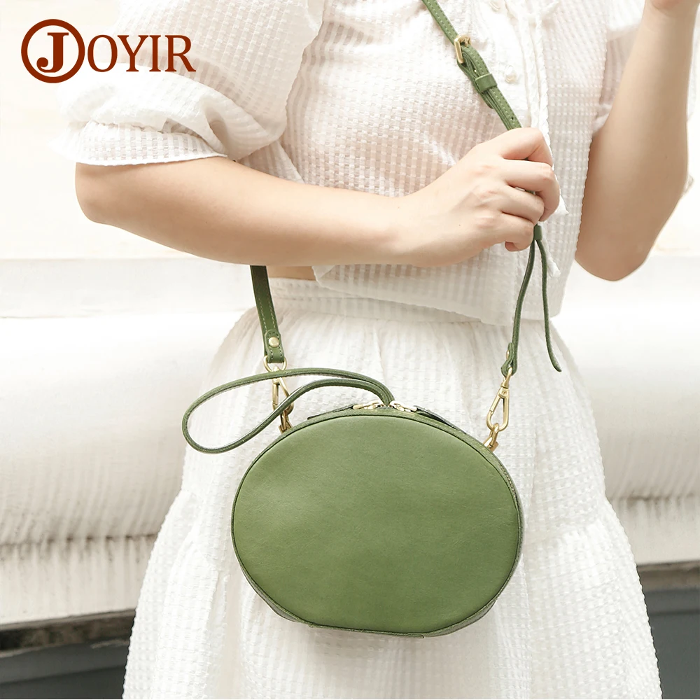 JOYIR Genuine Leather Women's Shoulder Bag Luxury Designer Handbag Purse Casual Fashion Circular Crossbody |