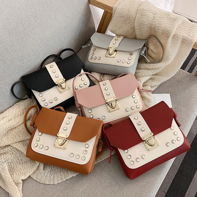 

Wechat Business Hot Selling Activity Bag Women's 2019 New Style Fashion Korean-style WOMEN'S Bag Rivet Crossbody Bag Trend Small