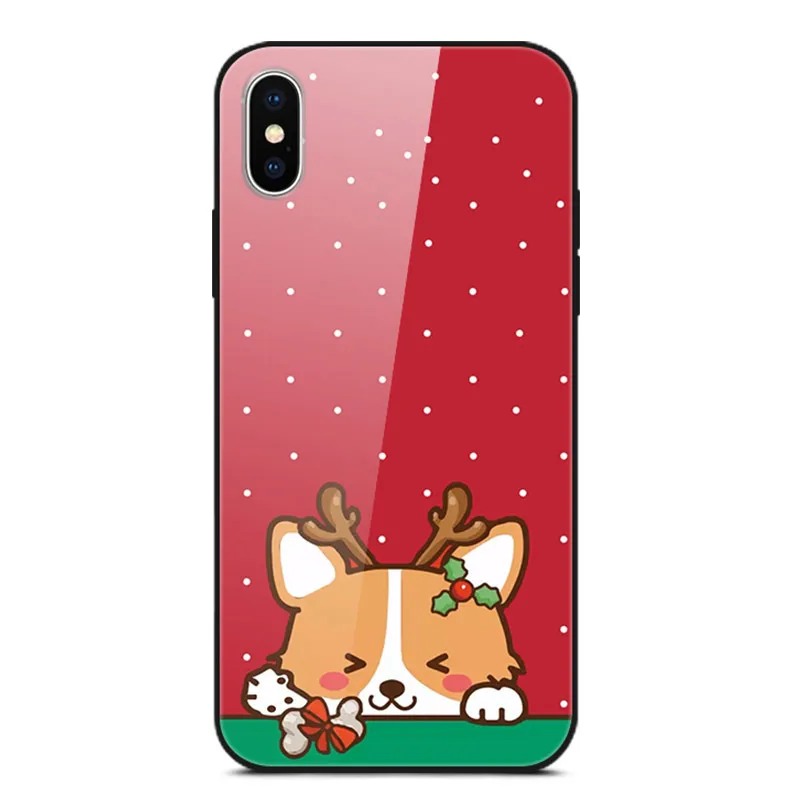 11 Рождественский чехол для iPhone 11 Pro X XR XS Max закаленное стекло жесткий чехлы для телефона, чехол для iPhone 8, 7, 6, 6S Plus, 7 Plus, 8P, бампер - Цвет: 11