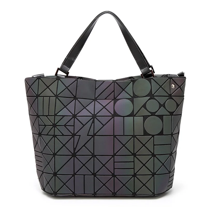 

2017 New Style Rhombus Geometry Bag Irregular Night Light Bucket Bag Japanese Style Folding Bag
