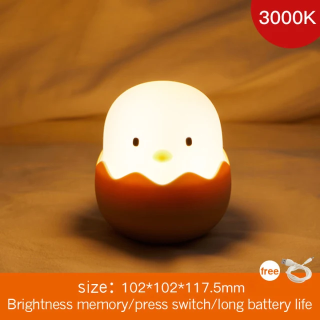 decorative night lights Led Children Touch Night Light Soft Silicone USB Rechargeable Bedroom Decor Gift Animal Egg Shell Chick Bedside Lamp night lamp for bedroom wall Night Lights