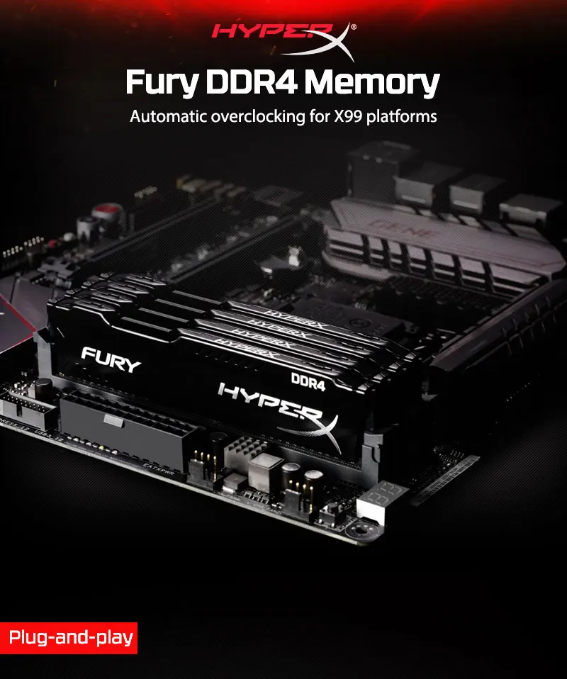 HyperX FURY DDR4 память для настольного компьютера 2400 МГц 2666 МГц 8 ГБ 16 ГБ ОЗУ, объем одного модуля