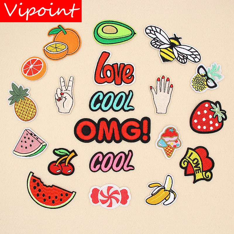 VIPOINT Вышивка буквы пчела патч фрукты значки аппликации патчи для одежды XW