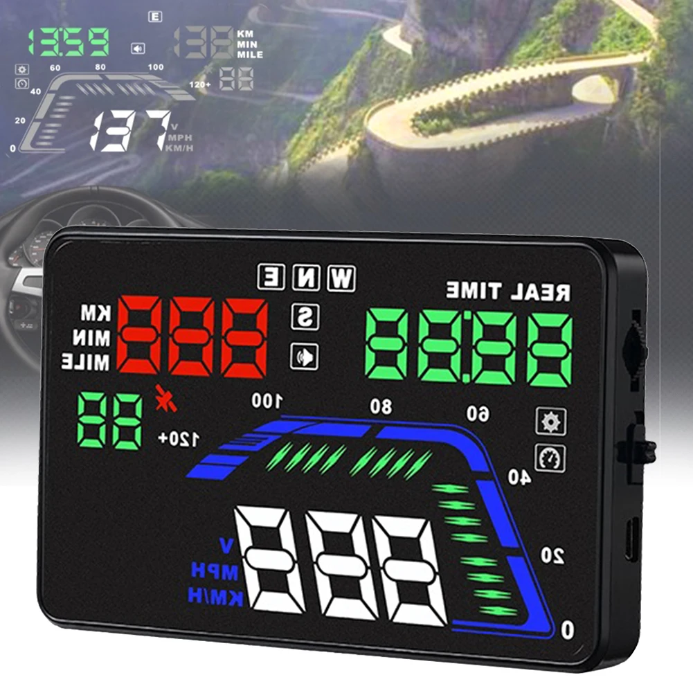 

Q7 Driving Easy Install Car Lighter HUD 5.5 Inch Auto LED Screen Portable ABS GPS Speedometer Universal Head Up Display Digital