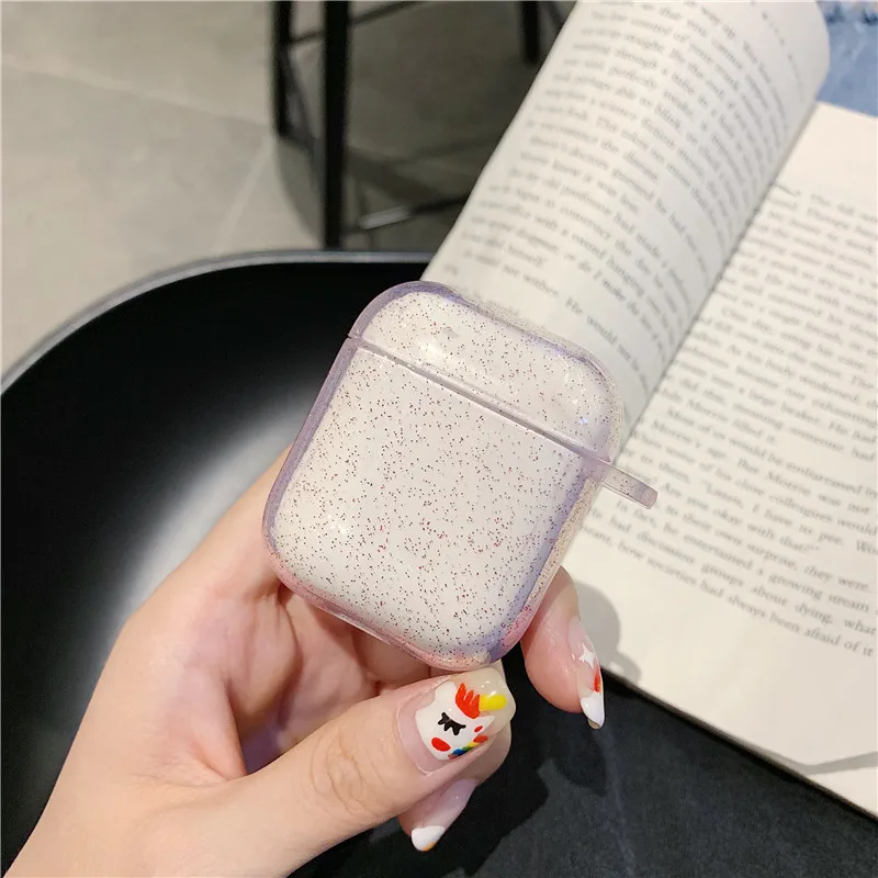 Защитный блестящий чехол для Airpods, прозрачный жесткий чехол для Airpods 1 2