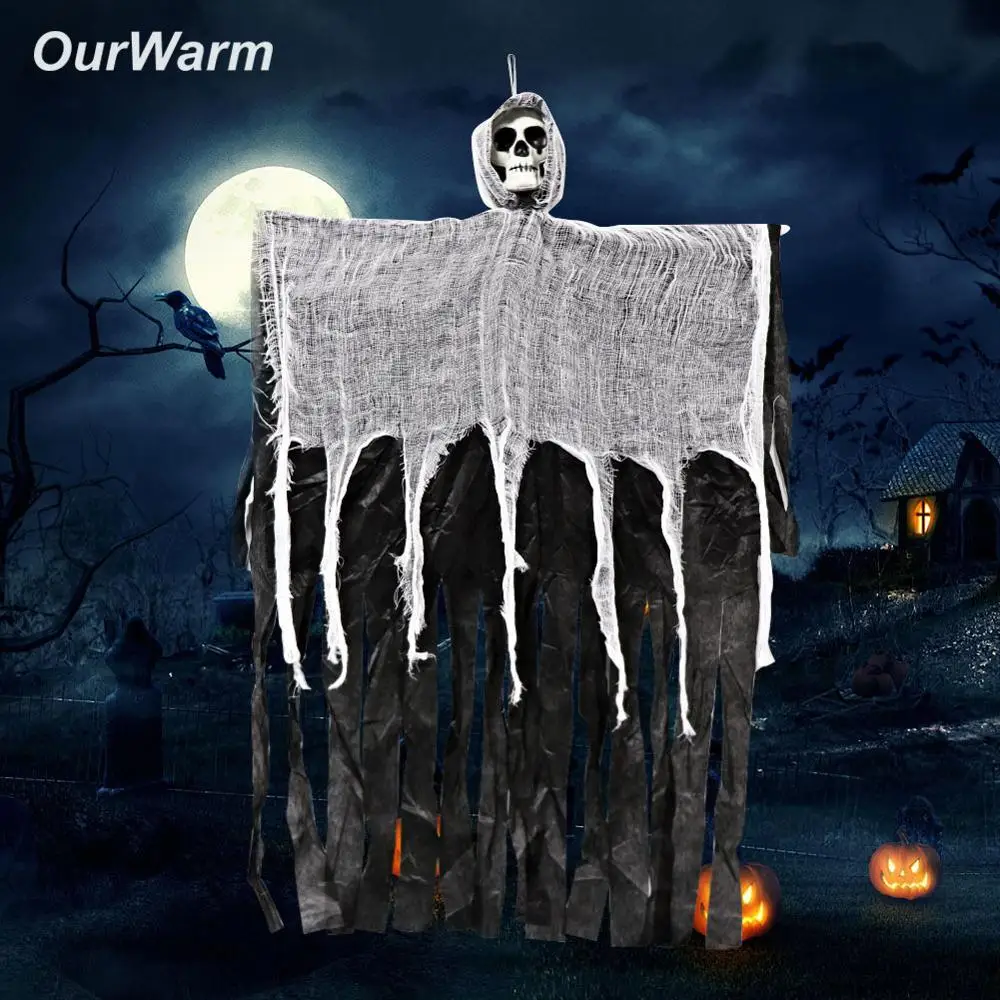 OurWarm Halloween Hanging Ghost Decorations Party Grim Reaper DIY for Home Haunted House Decoration Prop 100cm*60cm | Дом и сад