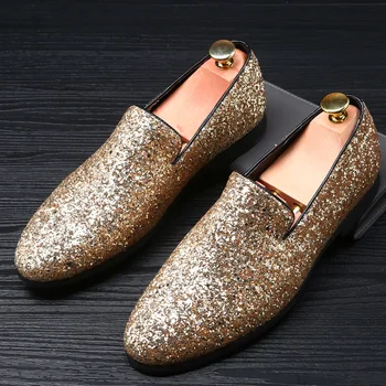 

Pointed scalp shoes rhinestone personality solid color low to help fashion casual daily breathable outdoor activities men's shoe