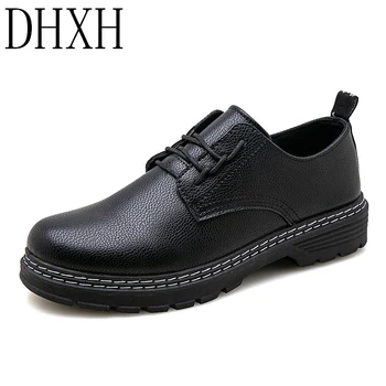 

DHXH winter men's shoes trend Martin boots men's soft small shoes black big shoes with low tube men's shoes