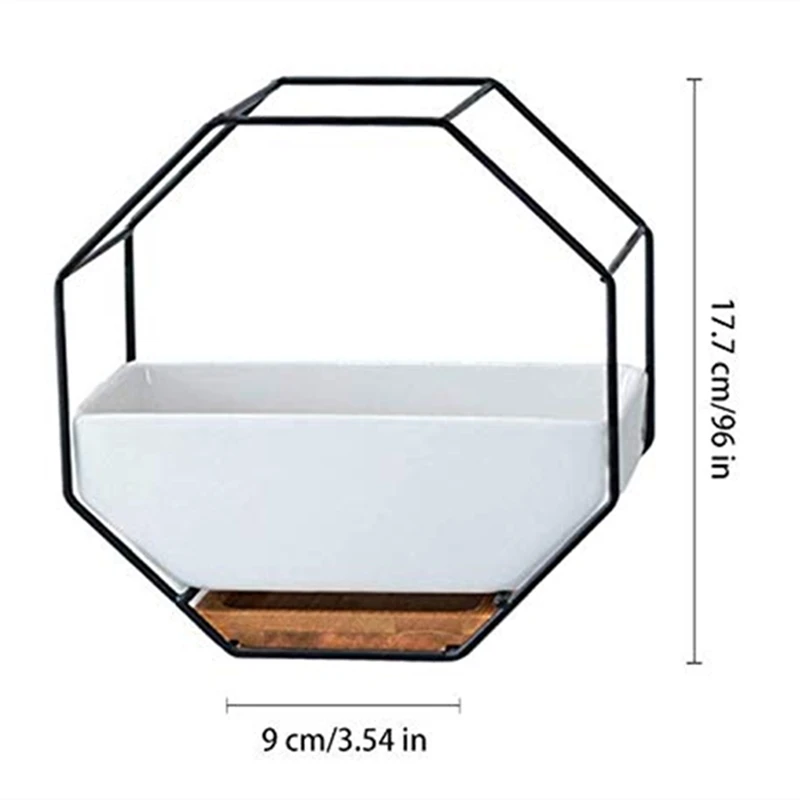 2 шт минималистичные Восьмиугольные геометрические настенные часы на цепочке суккуленты керамический цветочный горшок бамбуковый лоток железный каркас набор ремесла подарки