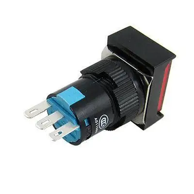 

250V 5A 3 Pin Red Rectangle Push Button Control Switch