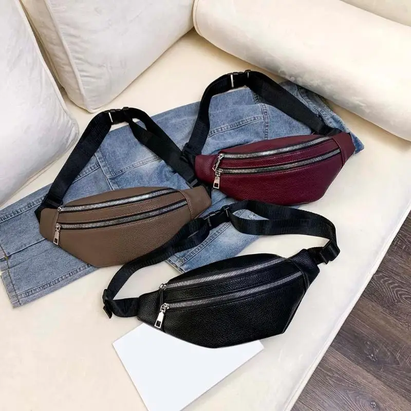 Durable Waist Packs Skillful Manufacture Casual Waist Bag Women PU Leather Shoulder Messenger Bags Pure Color Chest Purse