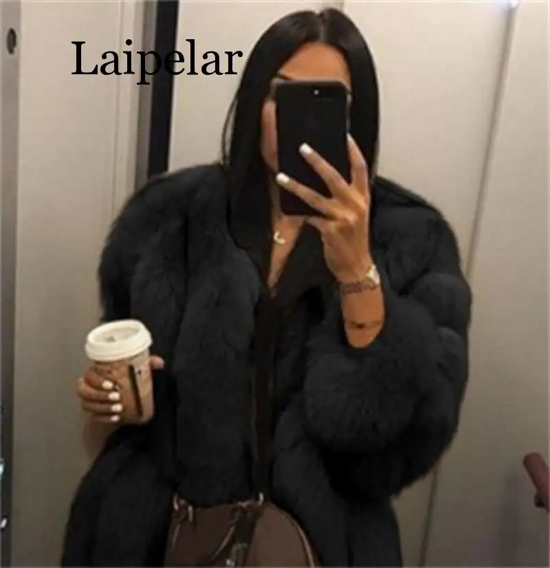 Laipelar, Европа и США, зимний теплый повседневный сексуальный однотонный кардиган с круглым вырезом и длинными рукавами, модная плюшевая одежда