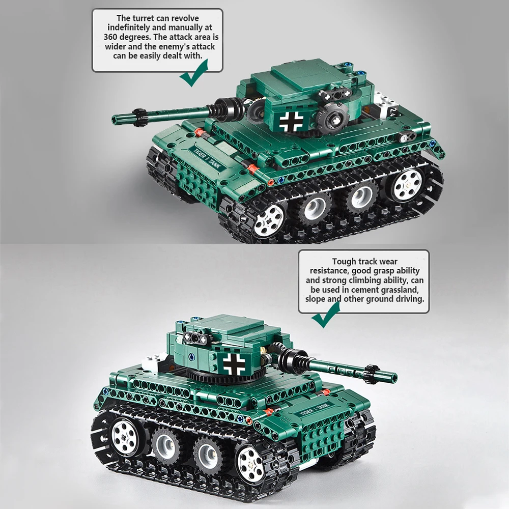 313PCS 2.4G Cada DOUBLE E Remote Control Tank Building Blocks Car Children DIY Assemble Remote Control Car RC Toy for Kids Gift