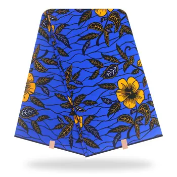 

Blue African Wax Fabric Floral Printed Ankara Veritable Guarantee Nigeria Fabric Real Wax