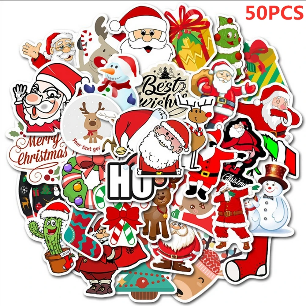 50 шт./компл. Merry Christmas Стикеры уличных танцев Doodle Стикеры костюм; Детский костюм на Рождество День Водонепроницаемый ПВХ Стикеры - Цвет: Christmas 50pcs