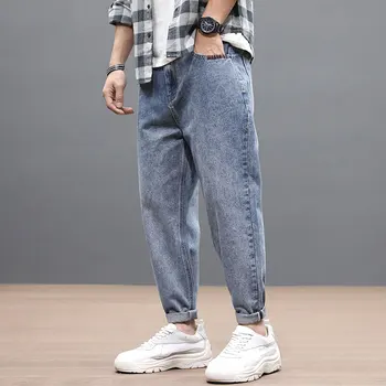 

Fashion Streetwear Men Jeans Retro Light Blue Loose Fit Denim Harem Pants Japanese Style Vintage Designer Jeans Men Size 28-42