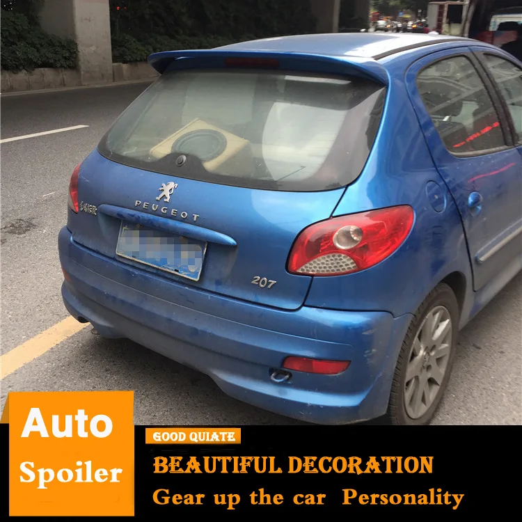 Для Peugeot 207 хэтчбек спойлер 2006/07/09/10/11/12/2013 ABS Материал черный заднее крыло