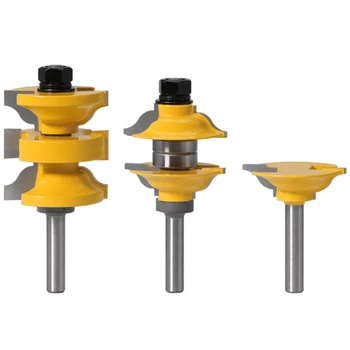 

3Pcs 8mm Shank Entry Interior Tenon Door Router Bit Set Ogee Matched R&S Router Bits Carving for Wood