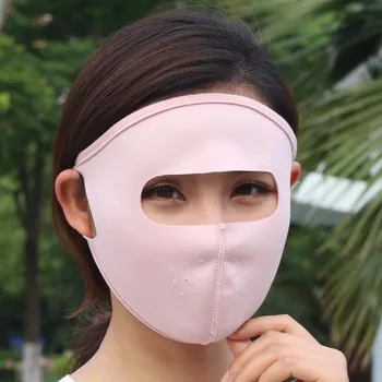 

Summer ice silk sunscreen large female all-inclusive mask thin breathable full face sunscreen forehead mask