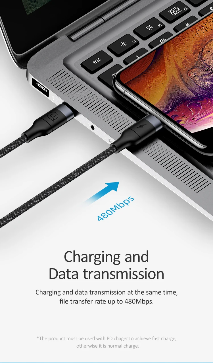 USAMS MFI сертифицированный кабель быстрой зарядки типа c к Lightning PD для iPhone XS XR X 8 7 6s Plus 5 передача данных 1,2 м