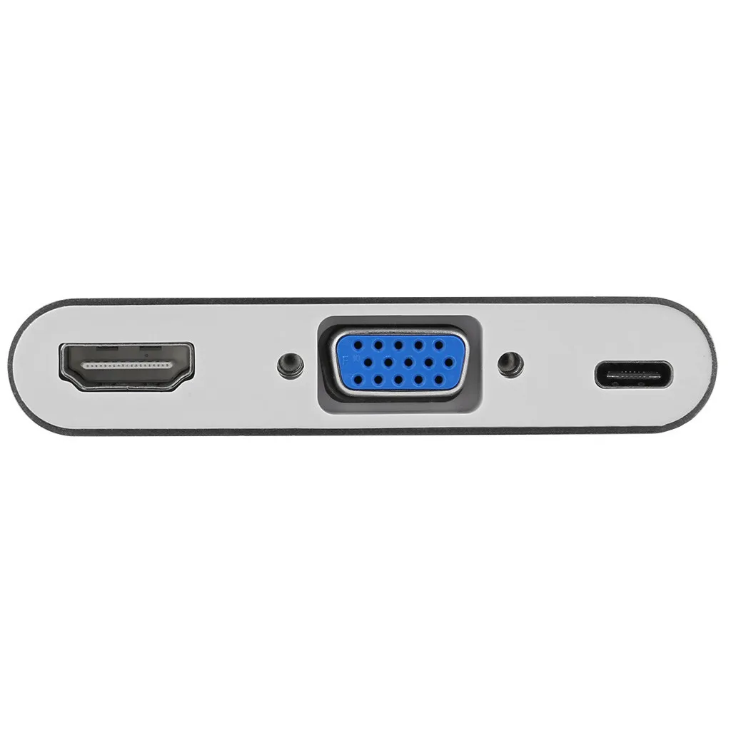 USB C к HDMI VGA USB 3,0 type C аудиоконцентратор адаптер 5 в 1 мульти порт конвертер для Macbook Pro концентратор адаптер с адаптером питания