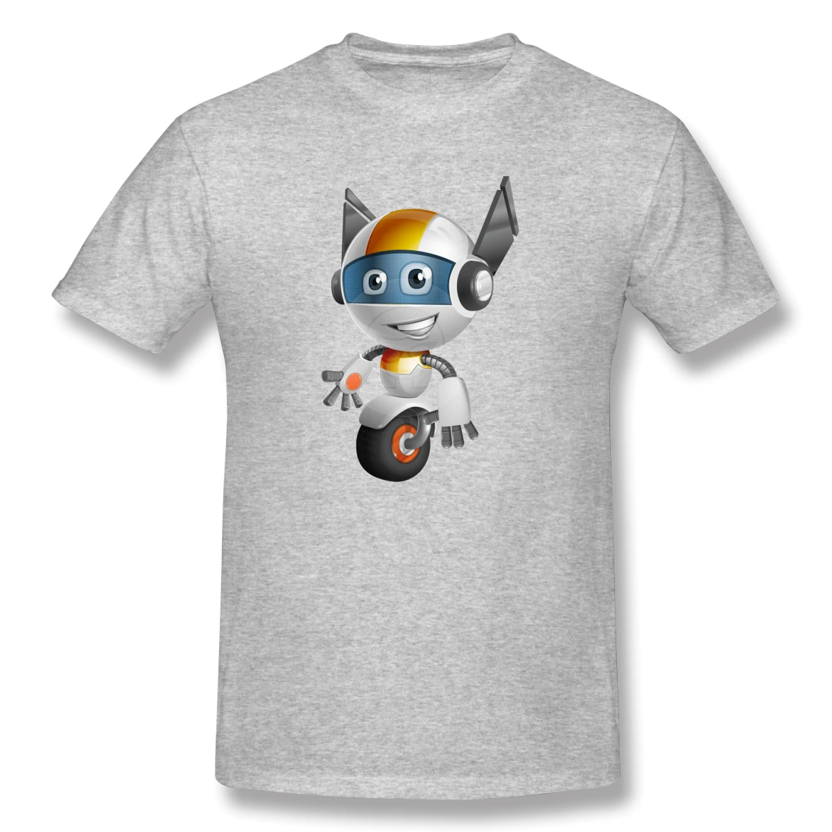 Cute Little Robot Cartoon Vector Character Aka Owaf Casual O-Neck Men's Basic Short Sleeve T-Shirt 100% Cotton Tee Shirt Printed