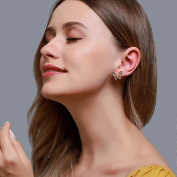 

Modyle New Arrival Sparkling Cubic Zirconia CZ Zircon Crystal Gold color Butterfly Stud Earrings for Women or Girls
