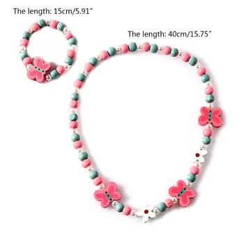 

1 Set Children Kids Mix Color Wooden Beads Necklace Bracelet Girls Princess Jewelry Gifts