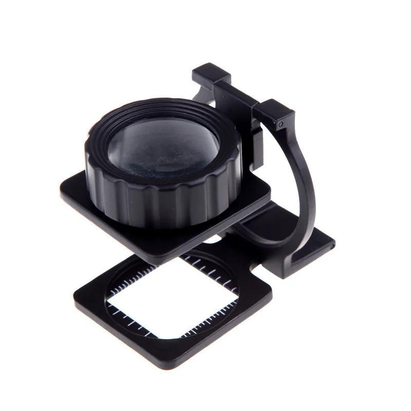 LAMEZIA 10X30mm Mini Pocket Metal Tester Folding Cloth Microscope Thread Counter Magnifier Magnifying Glass