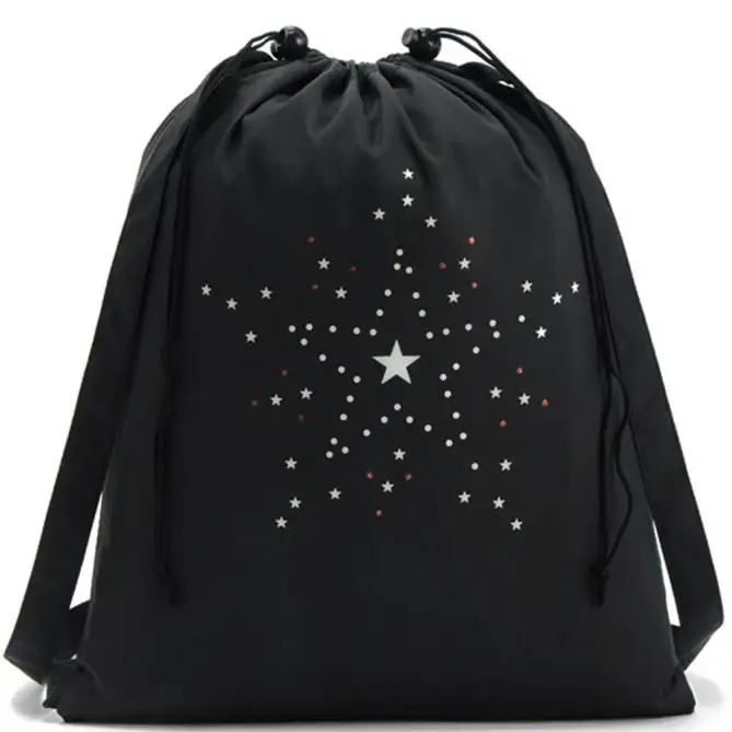 Высококачественные сумки на шнурке, спортивная сумка для путешествий, унисекс, рюкзак для хранения в дороге, черная сумка с принтом, mochila feminina# xm3 - Цвет: Черный