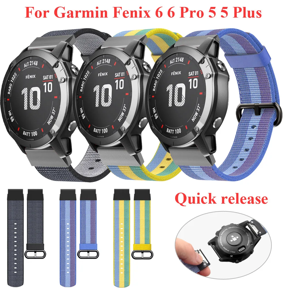 

Quick Release Watchs Band For Garmin Fenix 6 6 Pro 5 5 Plus Watchband Nylon Starps For Forerunner 945 935 Easyfit Wrist Bracelet