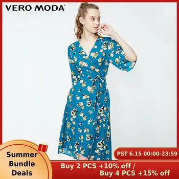 

Vero Moda Women's Floral Print Lace-up Elbow Sleeves Summer Dress | 31916Z510