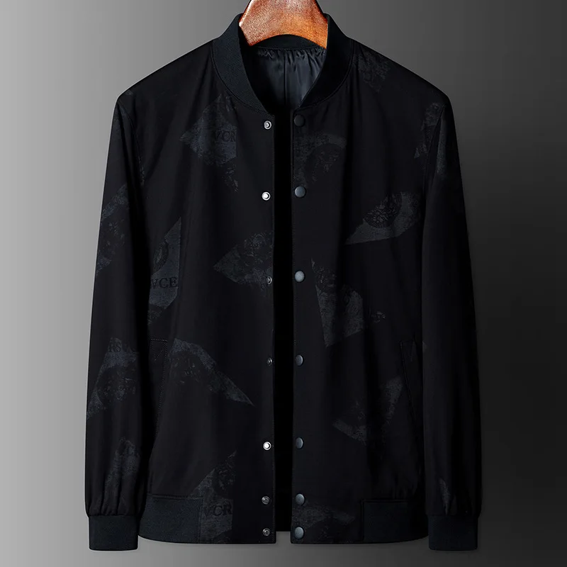 

Big Size Men Jacket Coat Autumn Style Leisure Baseball Serve Loose Body Stand Collar Embroidery Outerwear Trend Fat
