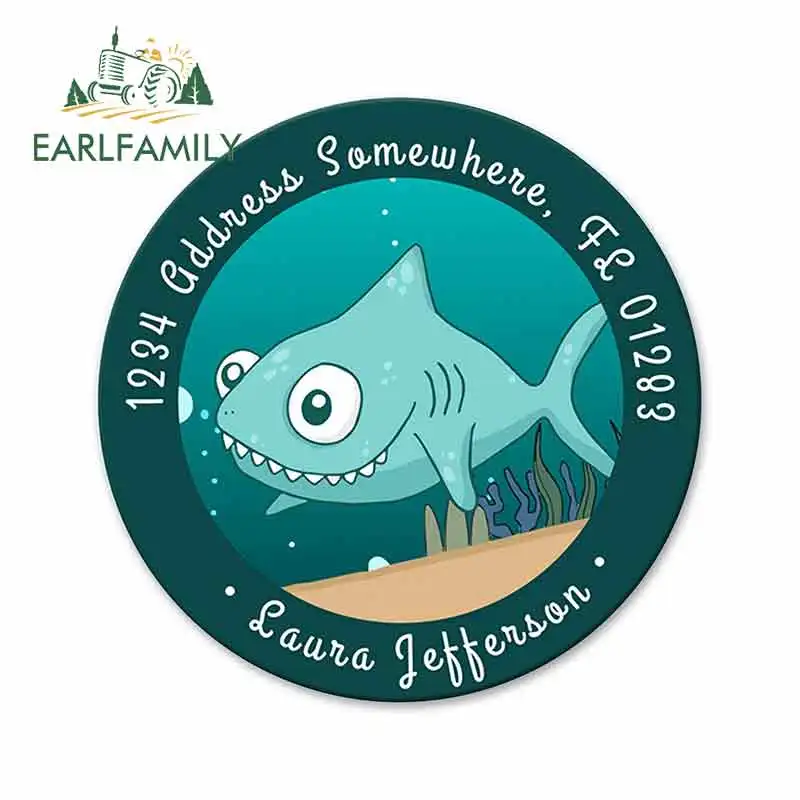 EARLFAMILY 13 см x 12,9 см для пользовательских Shark обратный адрес этикетки виниловые наклейки на машину JDM бампер багажник грузовик графика изящная