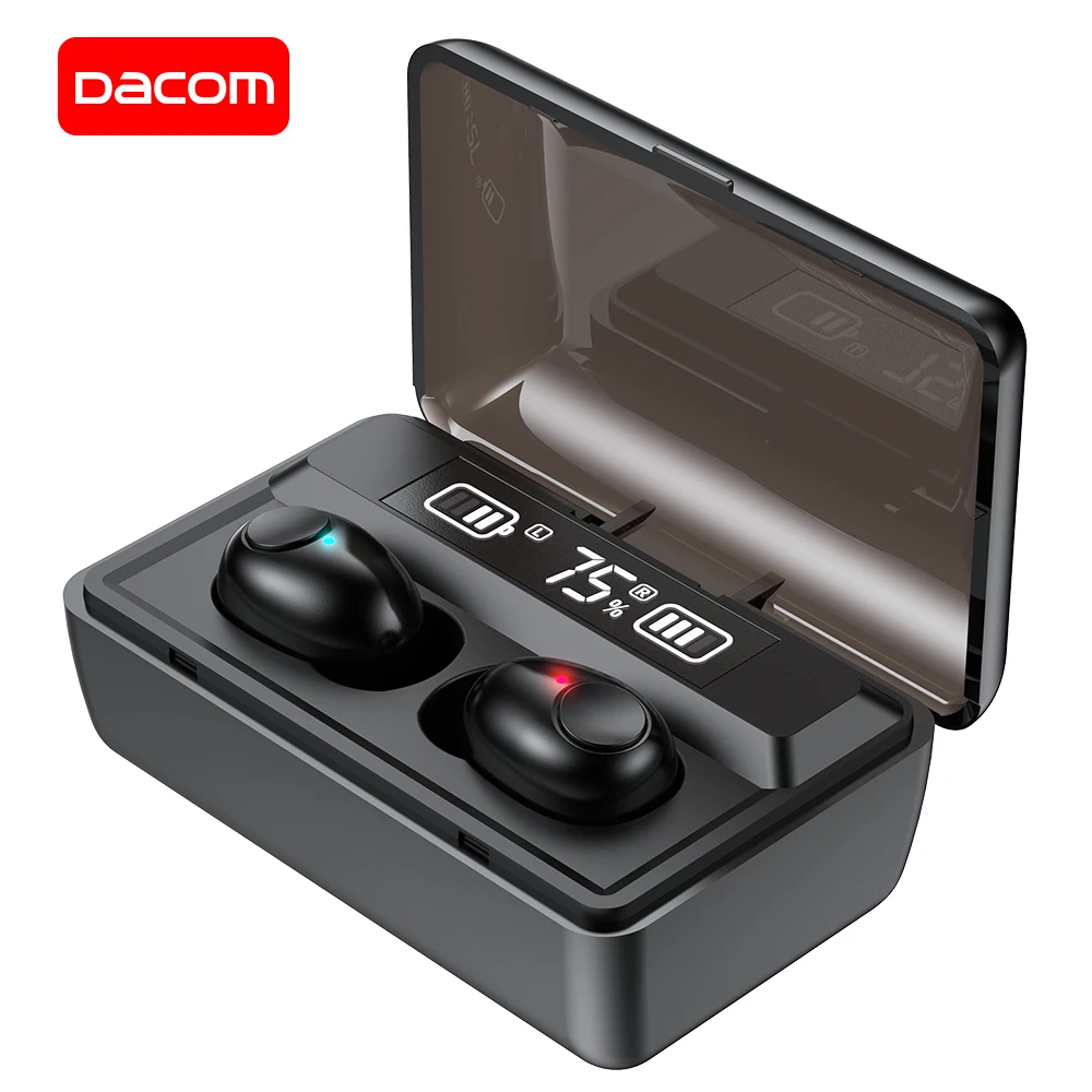 DACOM T8 Bluetooth наушники TWS Беспроводные наушники с 1800 мАч power Bank, переключаемые песни, время воспроизведения 128 ч, светодиодный дисплей для зарядки