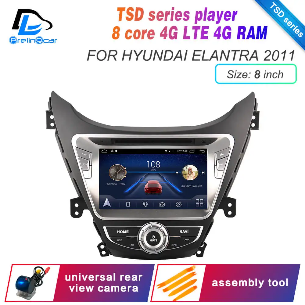Android 9,0 DSP 4G Lte мультимедийный dvd-плеер для hyundai elantra 2008 2011 лет автомобильный монитор Радио Стерео навигационная система - Цвет: TSD 8inch 11 elantra