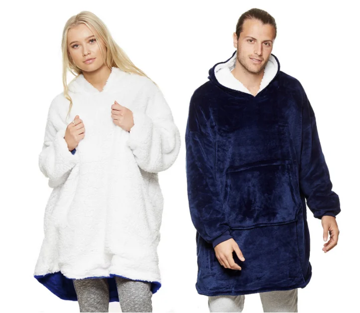 

Fleece Oversized Hoodie Women Blanket with Sleeves Warm Women Hoodies Sweatshirts Giant TV Blanket Hoody Robe Casaco Feminino