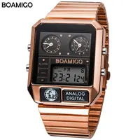 BOAMIGO top brand luxury men sports watches man fashion digital analog LED watches square quartz wristwatches relogio masculino